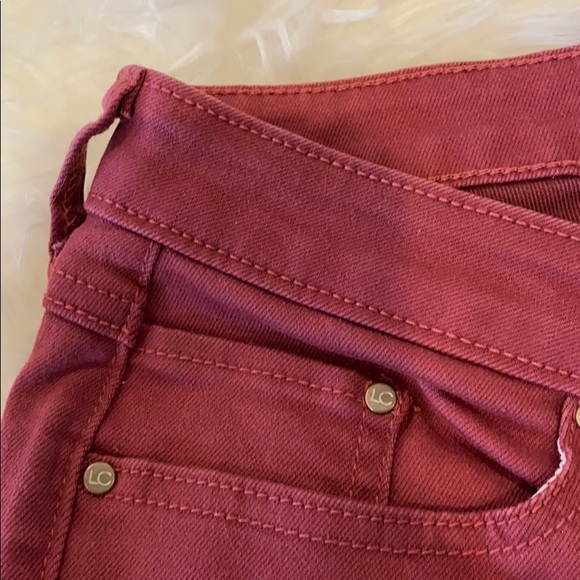 Washed Maroon Mid Rise Cuffed Skinny Ankle Jeans - Picture 5 of 11